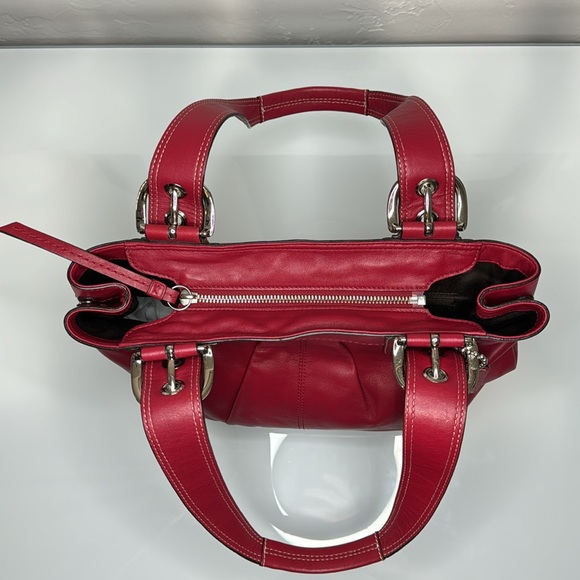 Coach SoHo red leather pleated shoulder bag F15045 - Picture 7 of 13